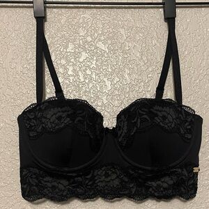 Black and Grey Lace Balconette Bra